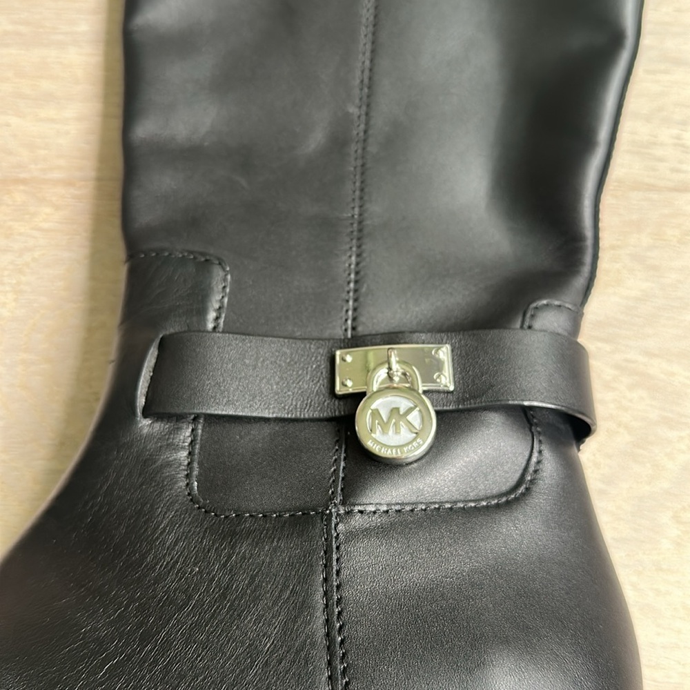 Michael Kors Tall Black Leather Riding Boots - Picture 3 of 11